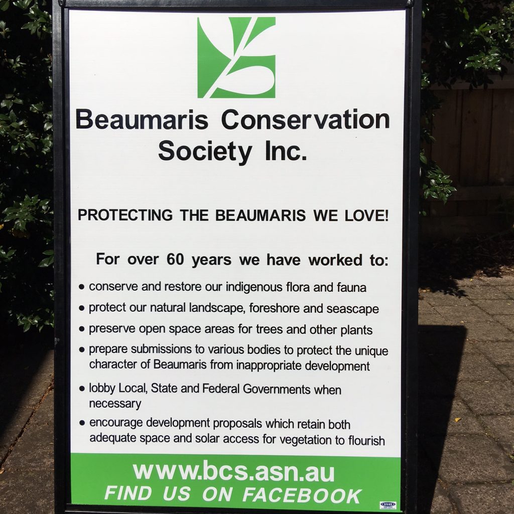 BCS Inc. A-frame sign - Beaumaris Conservation Society